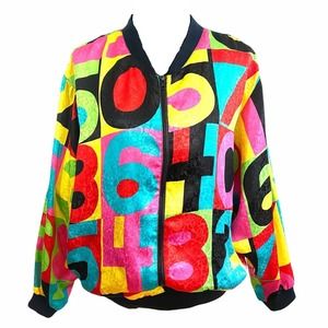 Vintage Paragon Colorblock Number Silky Graphic Bomber Jacket